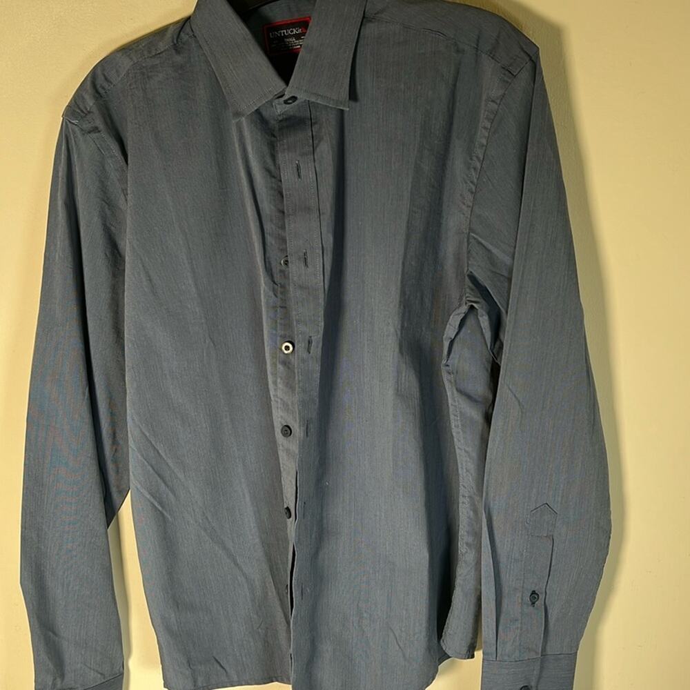 NEW Untuckit Blue/Gray Button up Dress shirt Size Small